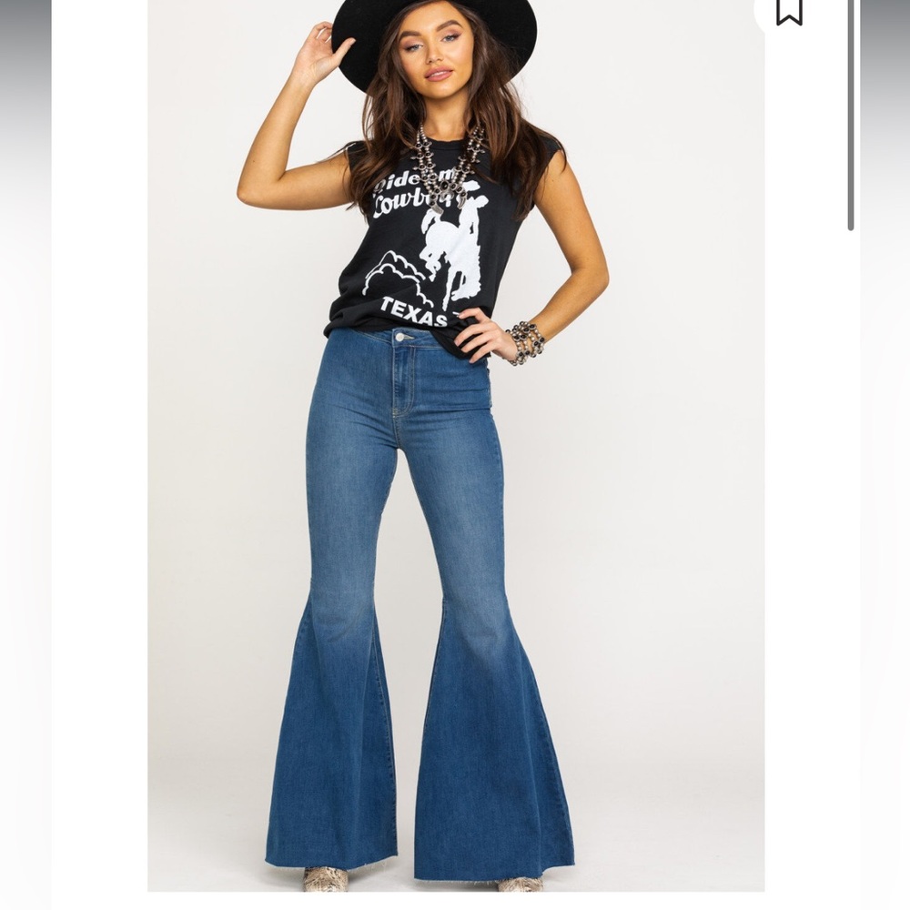 Free People “Just Float On” Dark Blue Flare Jeans